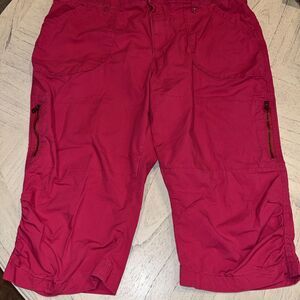 Lee Relaxed Fit Capri Pants Womens 18M Pink Straight Leg Flap Pockets Stretch